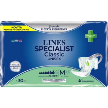 Lines Specialist Classic Unisex Pañales Super M 30 uds