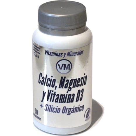 Vitaminas y Minerales Calcio Magnesio y Vitamina D3 + Silicio Orgánico 90 comp