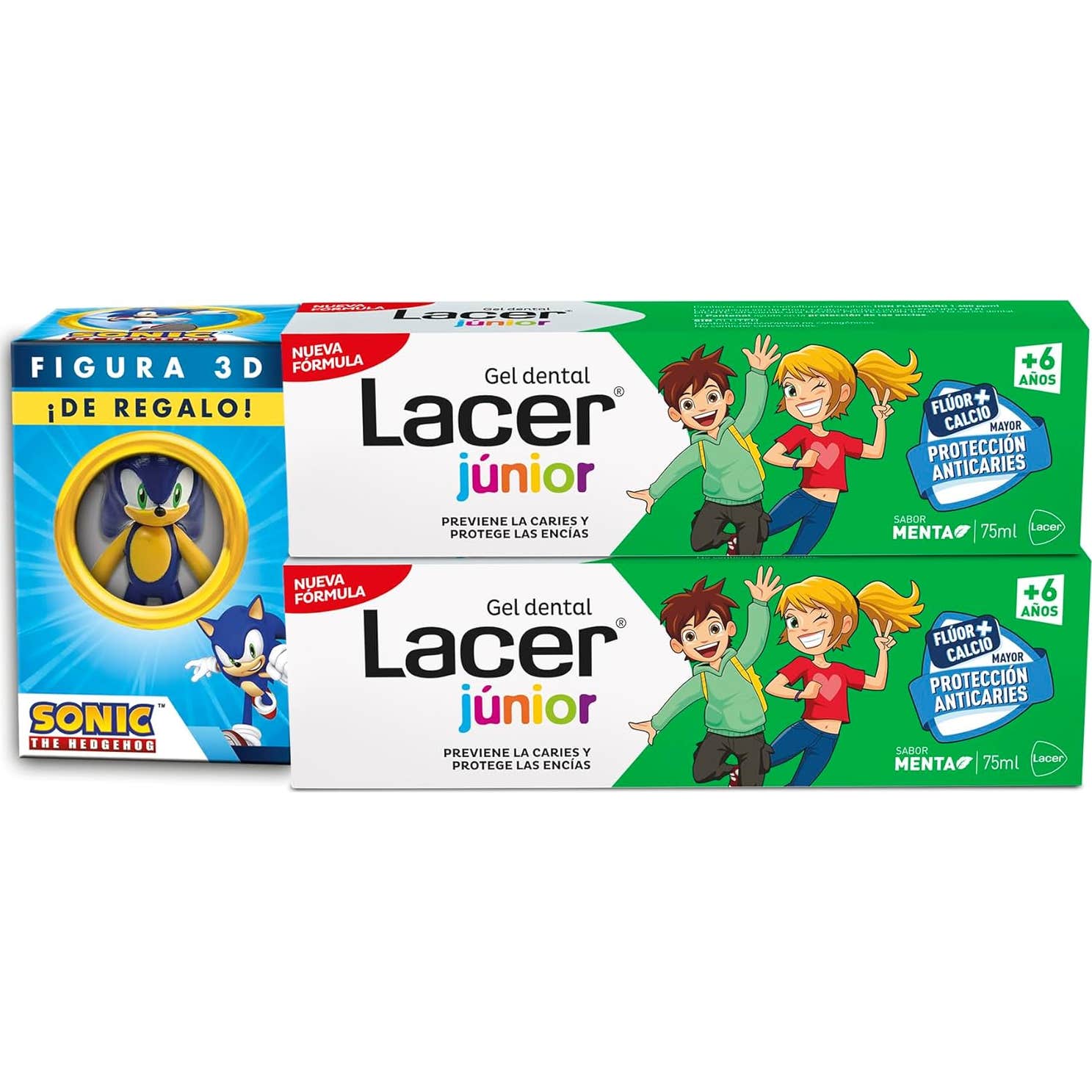 Lacer Júnior Pack Gel Dental Menta 2x75ml + Figura Sonic