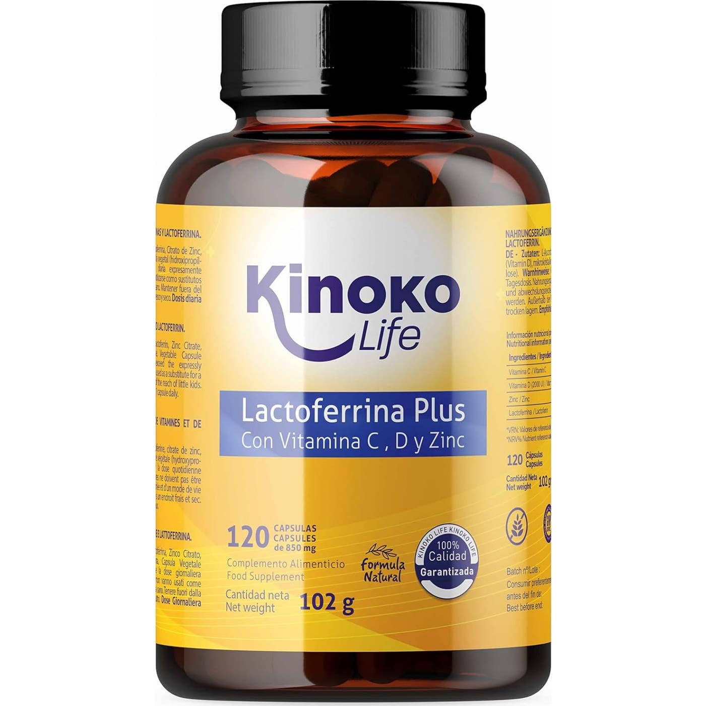 Kinoko Life Lactoferrina Plus con Vitamina C D y Zinc 120caps