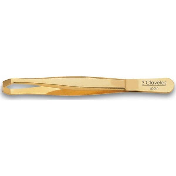 3 Claveles Pinza de Depilar Cangrejo Dorada 9cm 1ud
