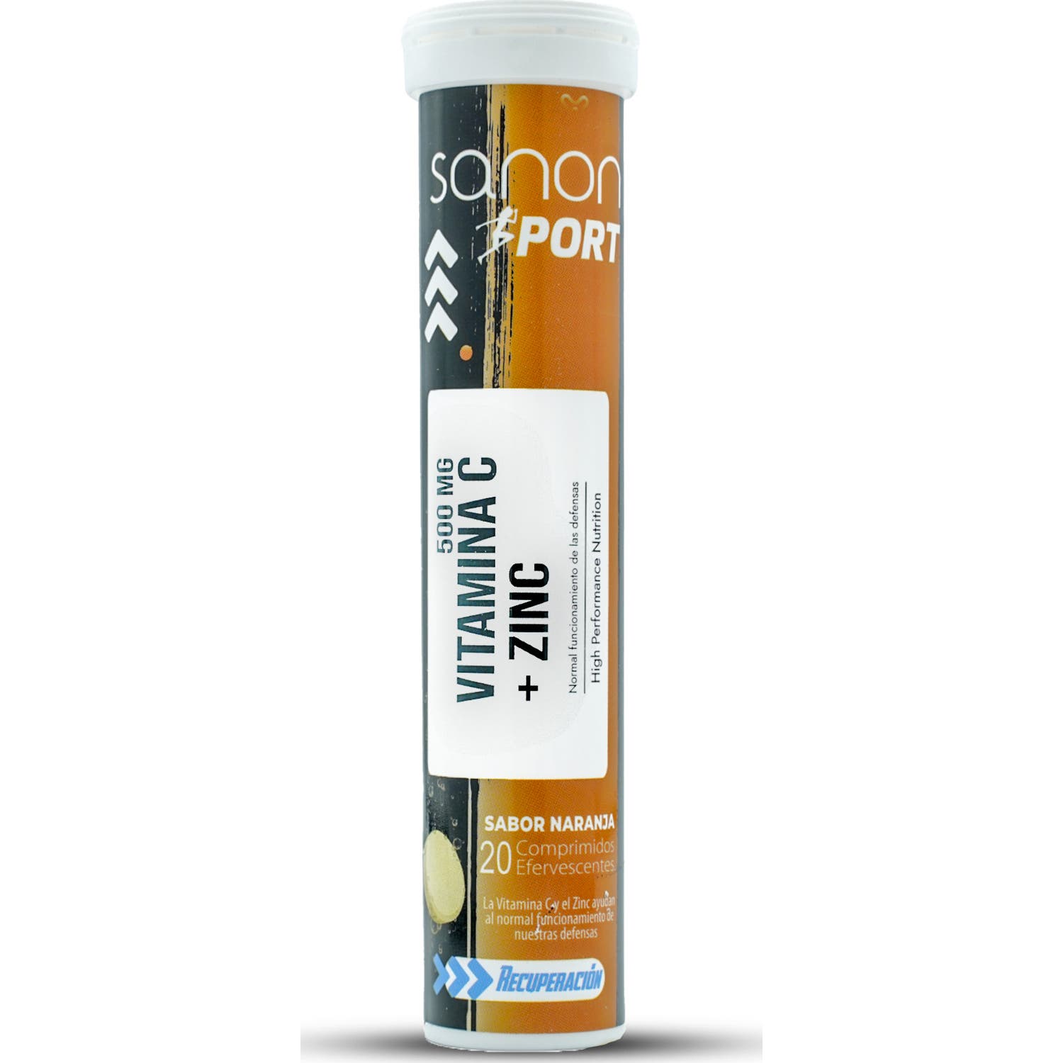 Sanon Sport Vitamina C + Zinc Sabor Naranja 20 comprimidos efervescentes