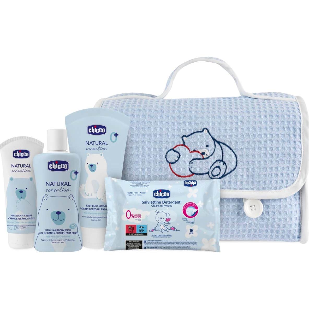 Chicco Pack Natural Sensation + Bolsa Pique Azul 4uds