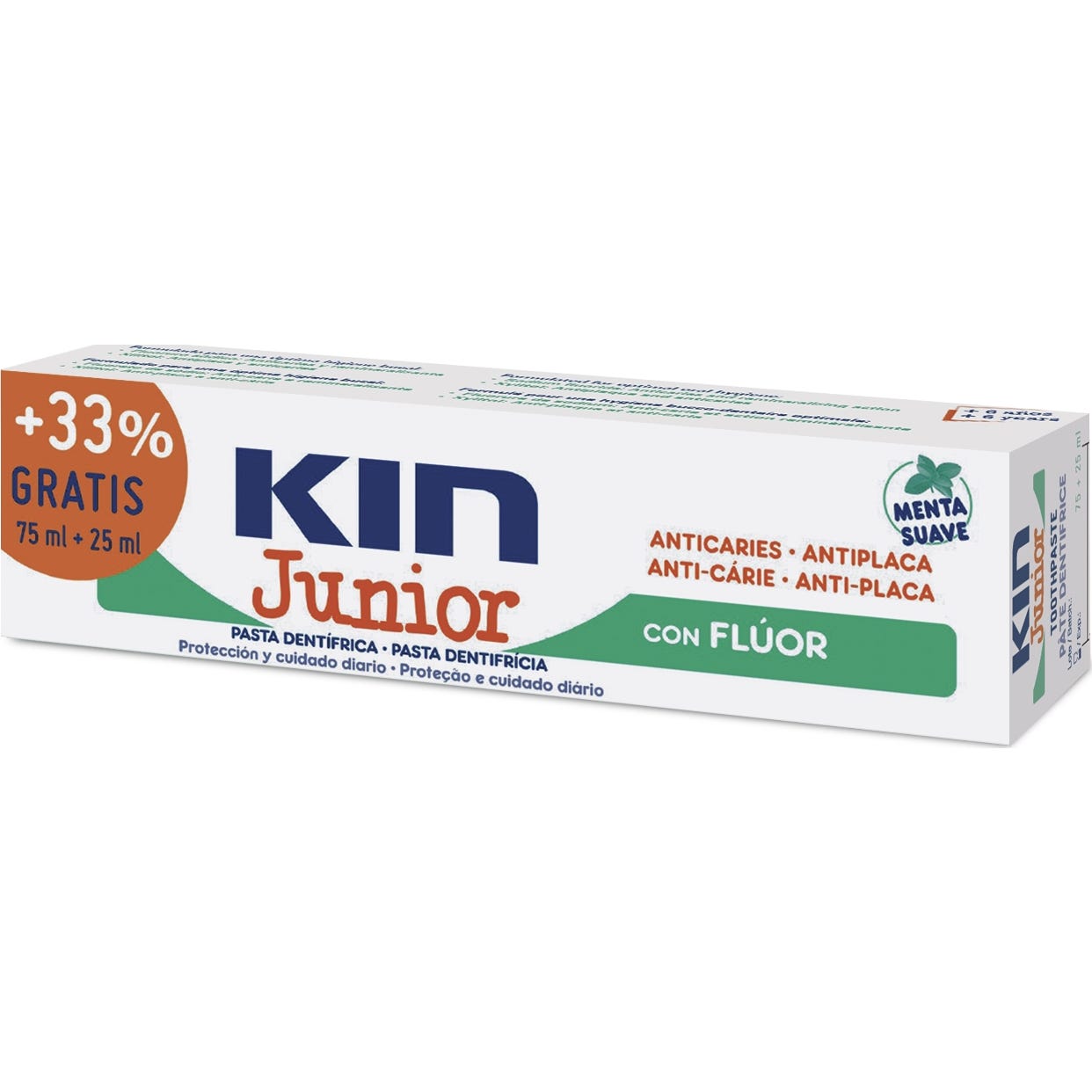 Kin Junior pasta dentífrica menta suave 75ml+25ml