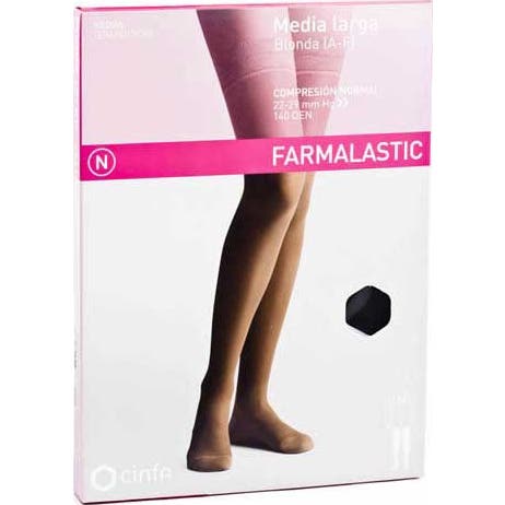Farmalastic Media Larga blonda (A-F) compresión normal T-reina plus negro1 Par