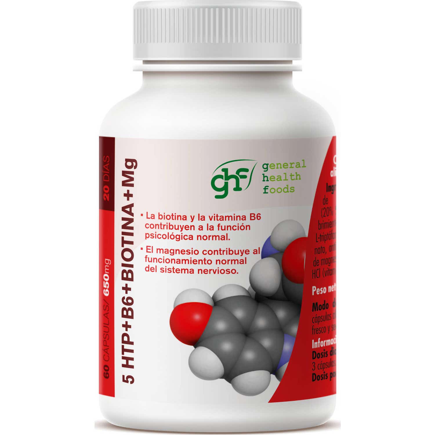 Ghf Triptófano 5 Htp + B6 + Biotina + Mg 60 caps