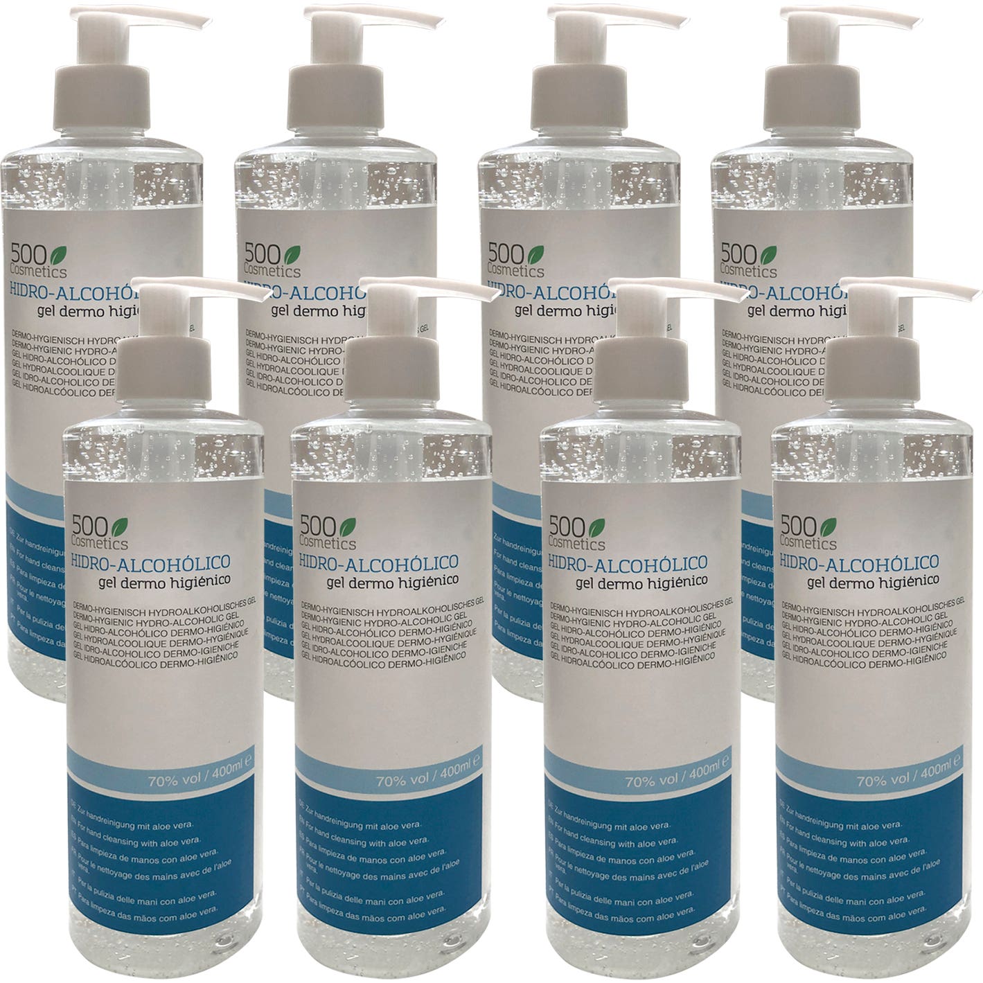 500 Cosmetics gel hidro-alcohólicodermohigiénico 400 ml (8 uds.)