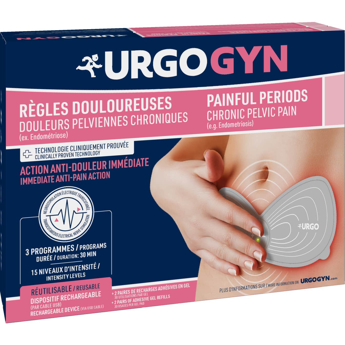 Urgogyn Reglas Dolorosas Parche de Electroterapia Recargable
