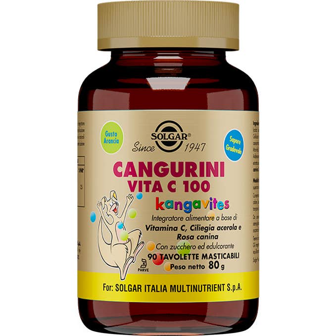 Solgar Kangavites Vitamina C 100mg Sabor Naranja 90comp