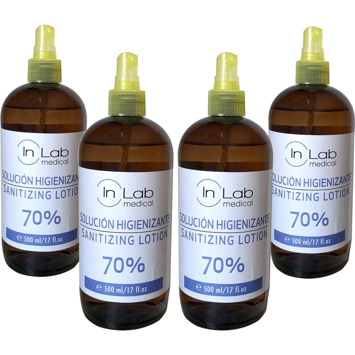 InLab Medical® solución hidroalcohólico higienizante 500 ml x 4 uds