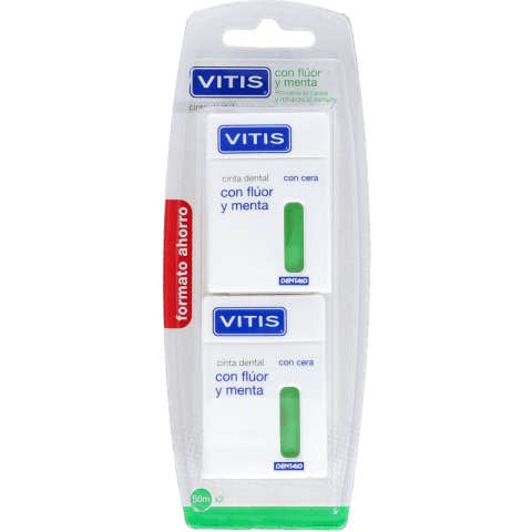 Vitis Cinta Dental Cera, Flúor y Menta 2x50 cm