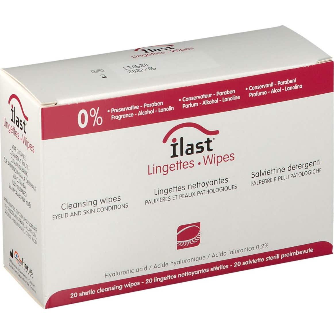 Toallitas limpiadoras para párpados y pieles patológicas Ilast