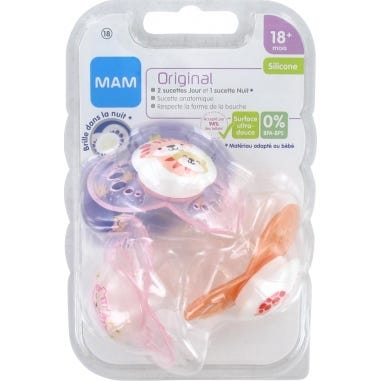 MAM Succette Original 18+ Meses Silicone Fille 3 uds