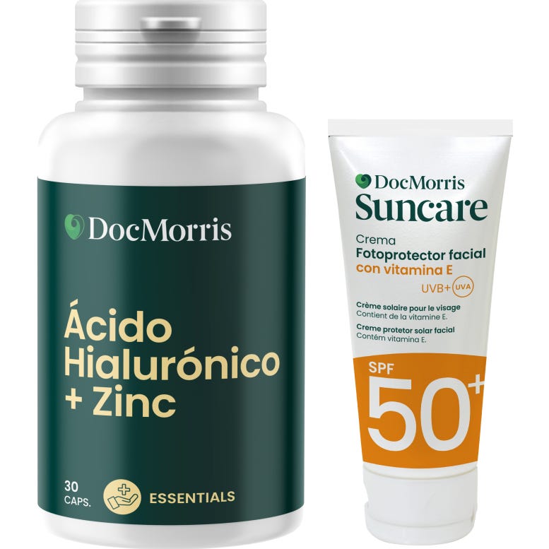 Docmorris Pack Ácido Hialurónico + Zinc 30 caps + Crema Facial Spf50+ 50 ml
