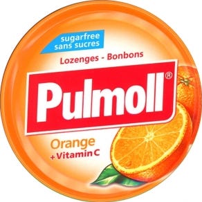 Pulmoll Tabletas sin azúcar Naranja 45 g