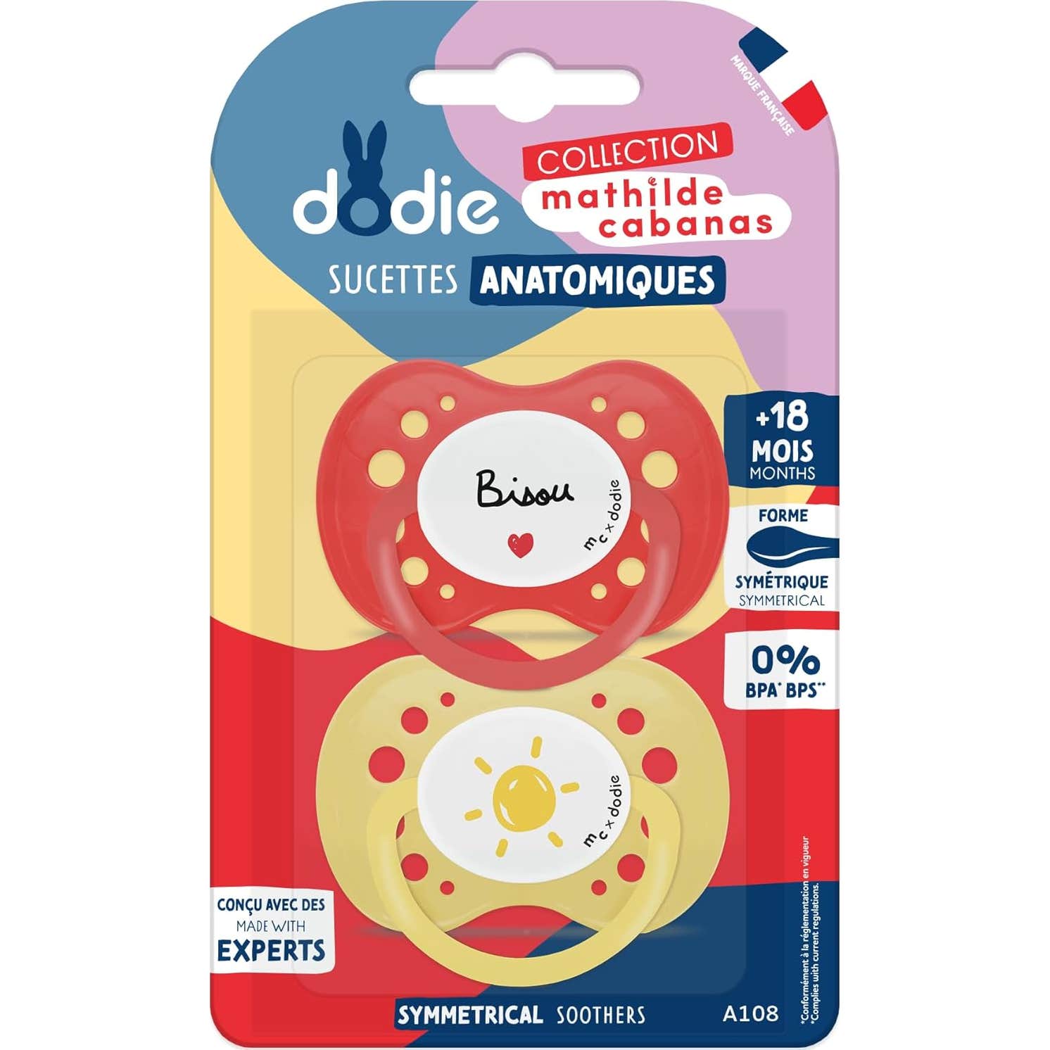 Dodie Chupete Anatómico Silicona 18M+ Mathilde Cabana A108 2 uds