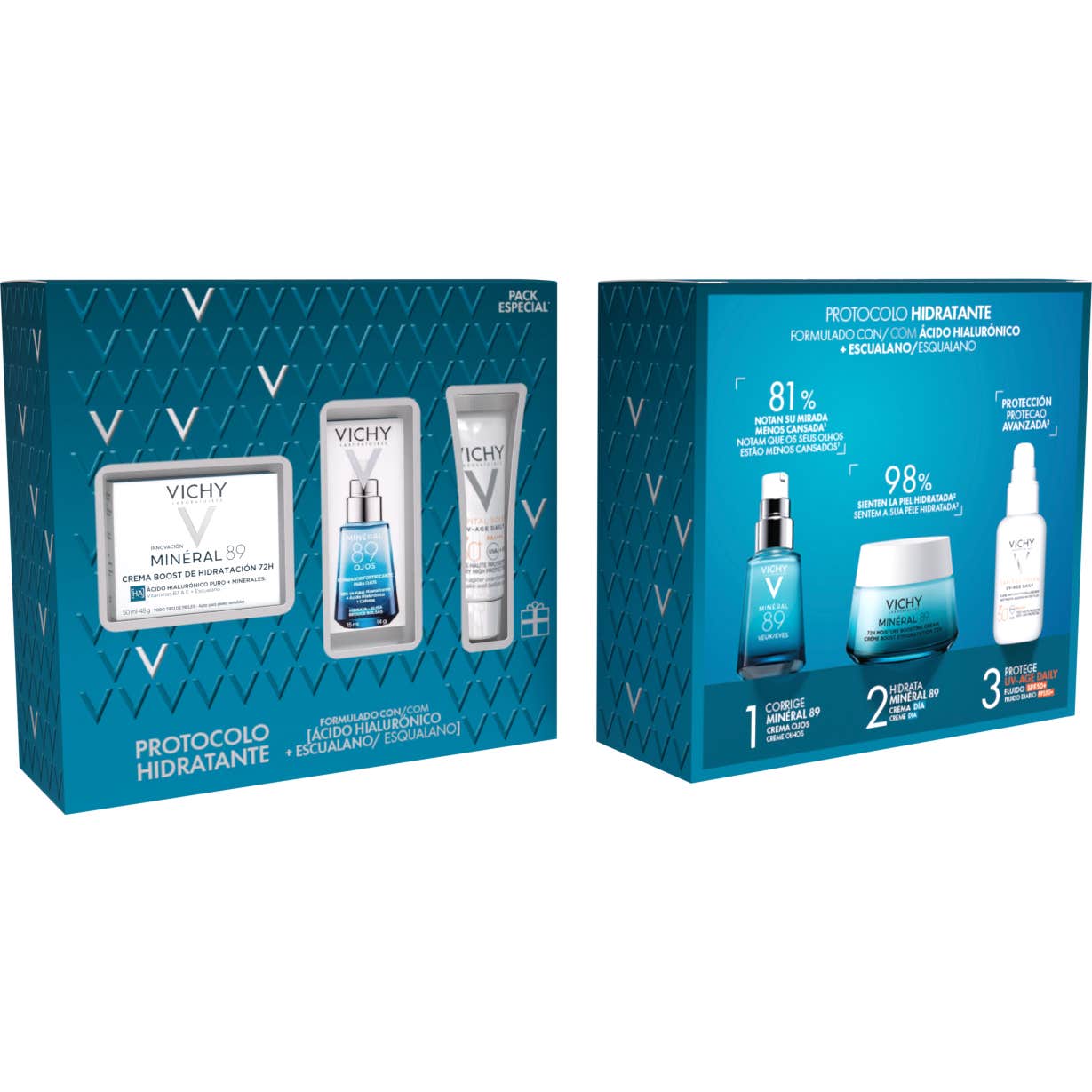 Vichy Pack Mineral 89 Crema 50ml + Contorno de Ojos + Solar UV Age Daily