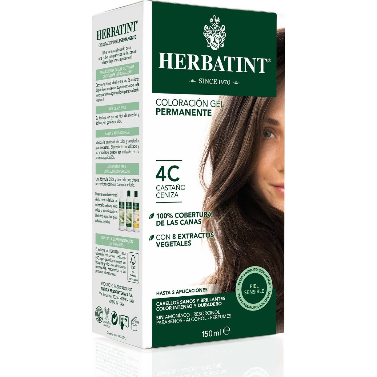 Herbatint Tinte 4 C Castaño Ceniza 150ml