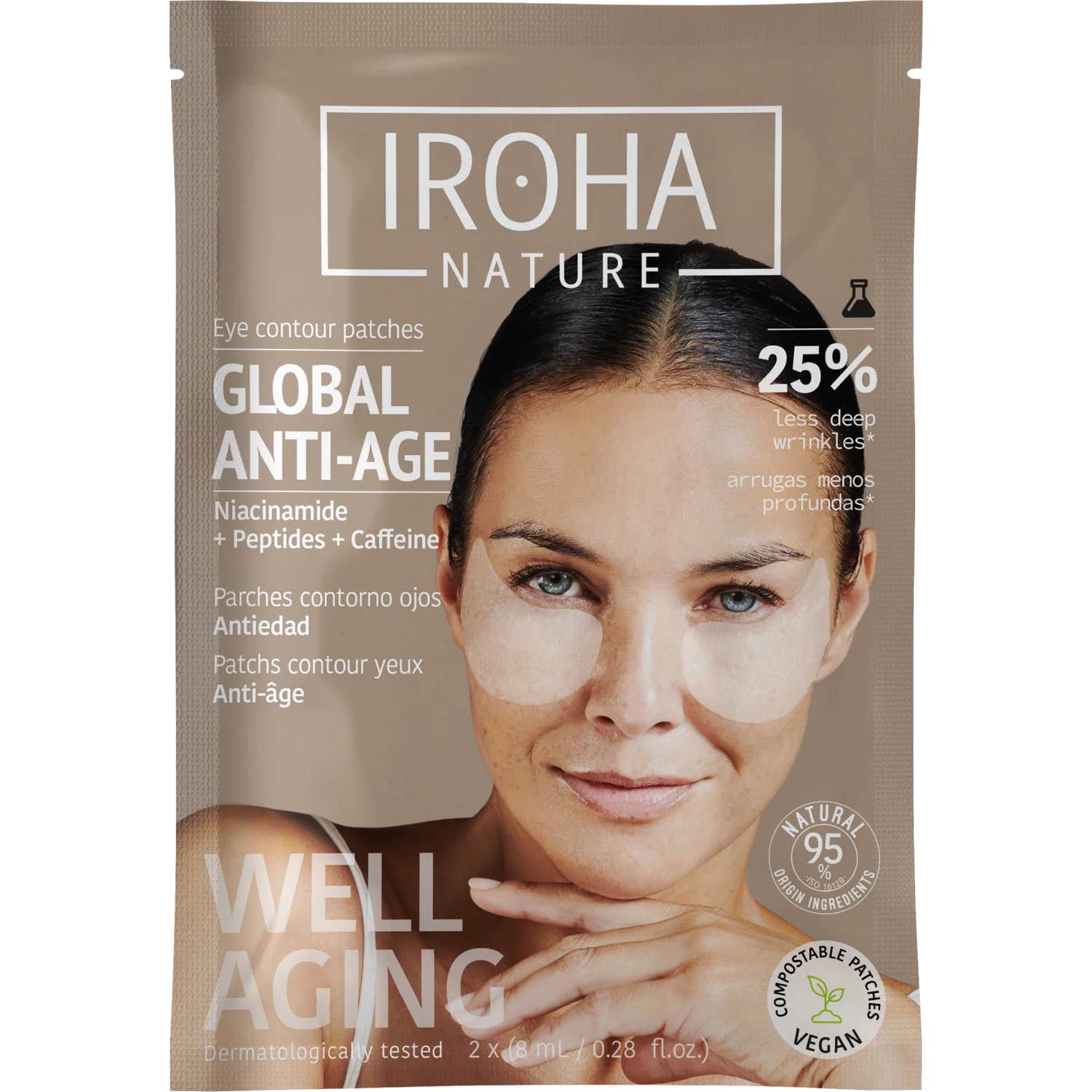 Iroha Nature Global Eye Care Parches Niacinamida Cafeína y Péptidos 2x8ml