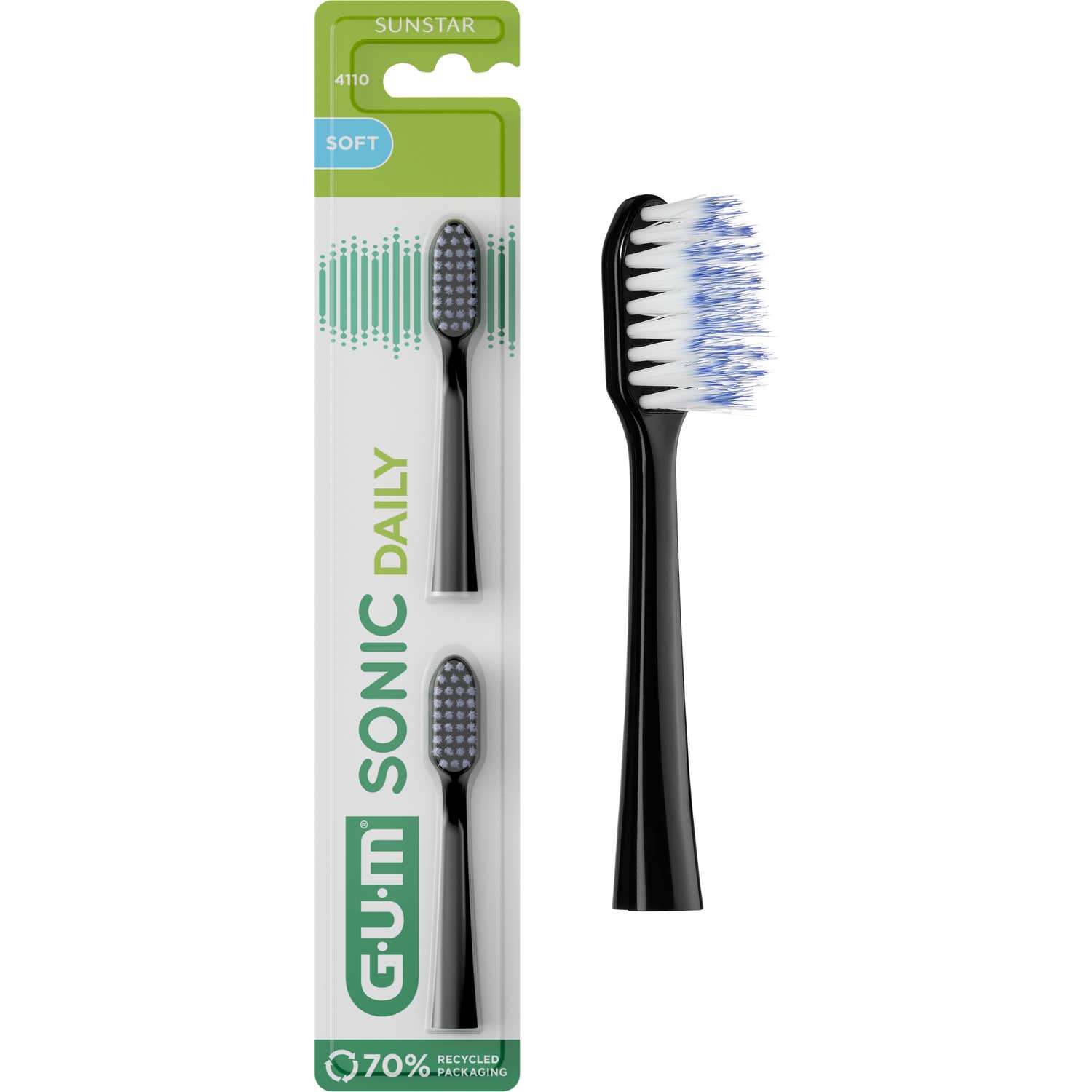 Gum Sonic Recambio Cepillo Dientes Negro 2uds