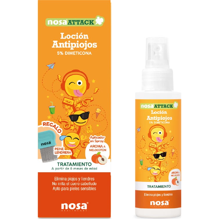 Nosa Melocotón Loción Antipiojos 5% Dimeticona Aroma 100Ml