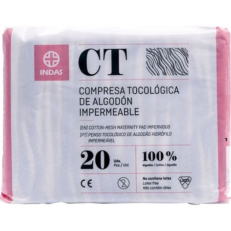 Indas Maternity Compresa Tocológica Algodón 20uds