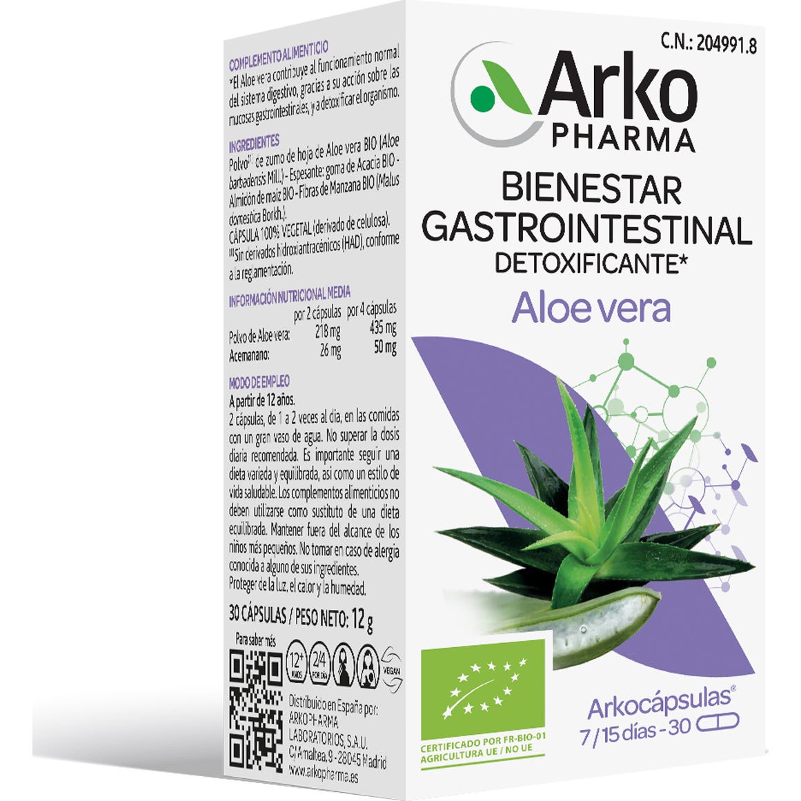 Arkopharma Arkocápsulas Aloe Vera BIO 30caps