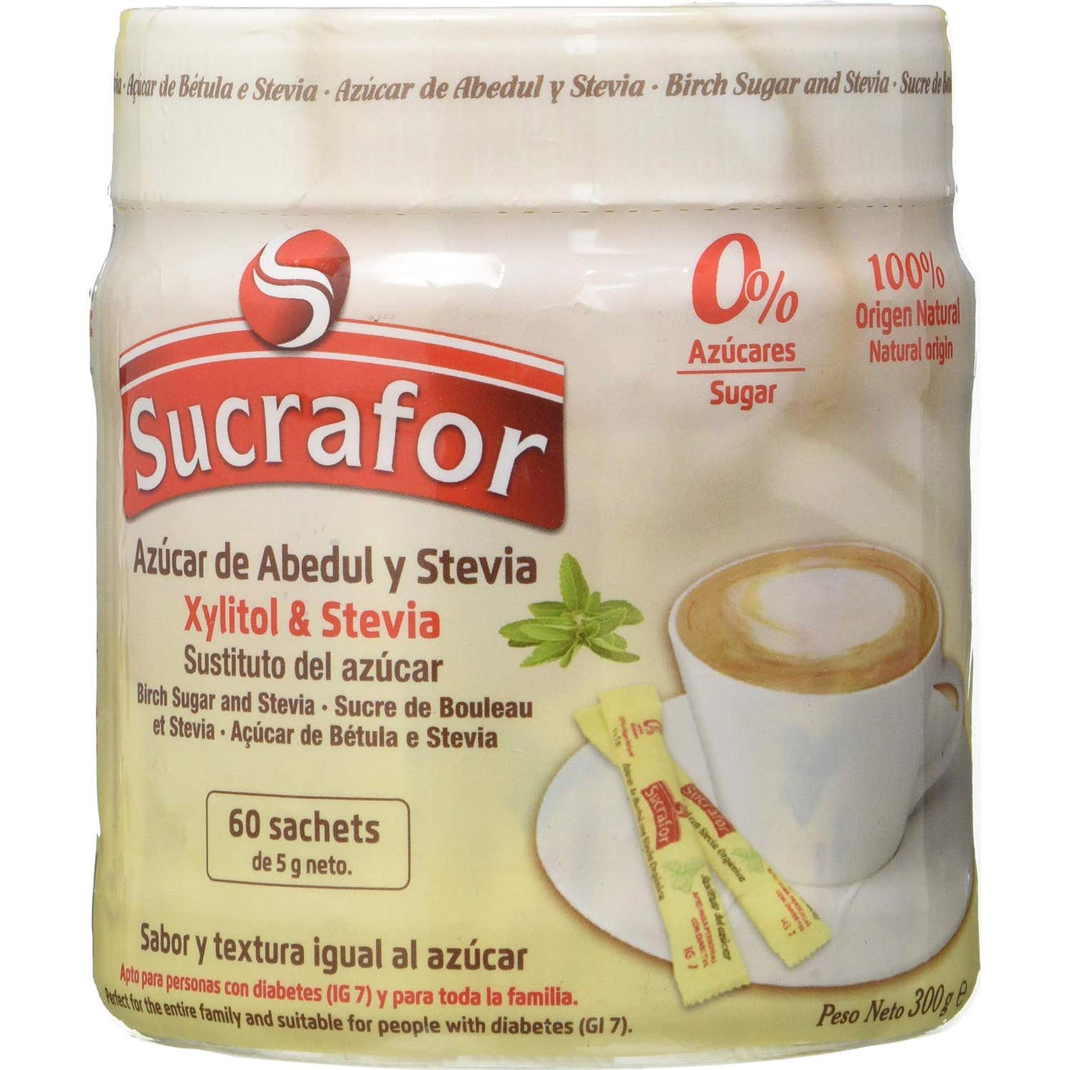Sucrafor Azúcar de Abedul y Stevia 60 Sobres