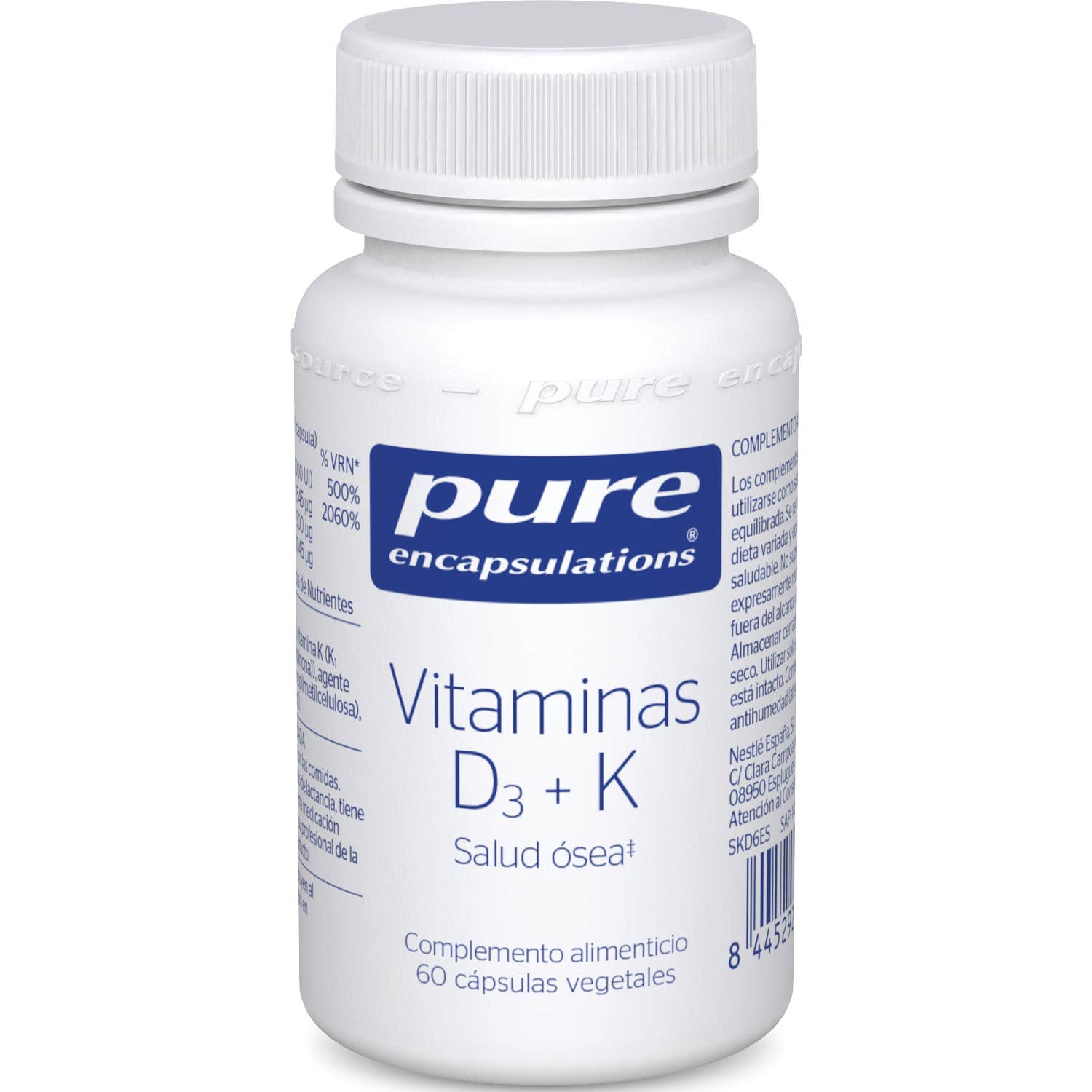 Pure Encapsulations 10 X Vitaminas D3 + K (Salud Ósea) 60 Cápsulas Vegetales - Imagen 3