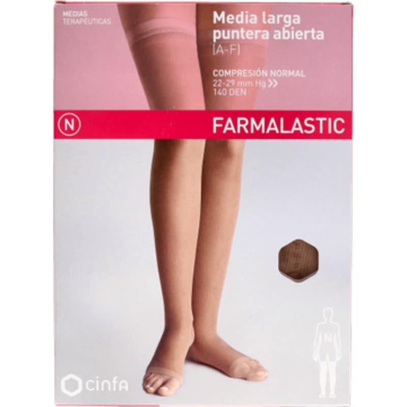 Farmalastic Media Larga Compresión Normal Puntera Abierta Camel T-M 1 Par