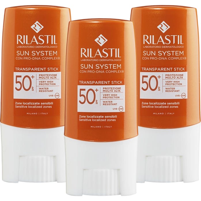 Rilastil Sun System Stick Solar Transparente Zonas Sensibles SPF50+ 3x8,5 g