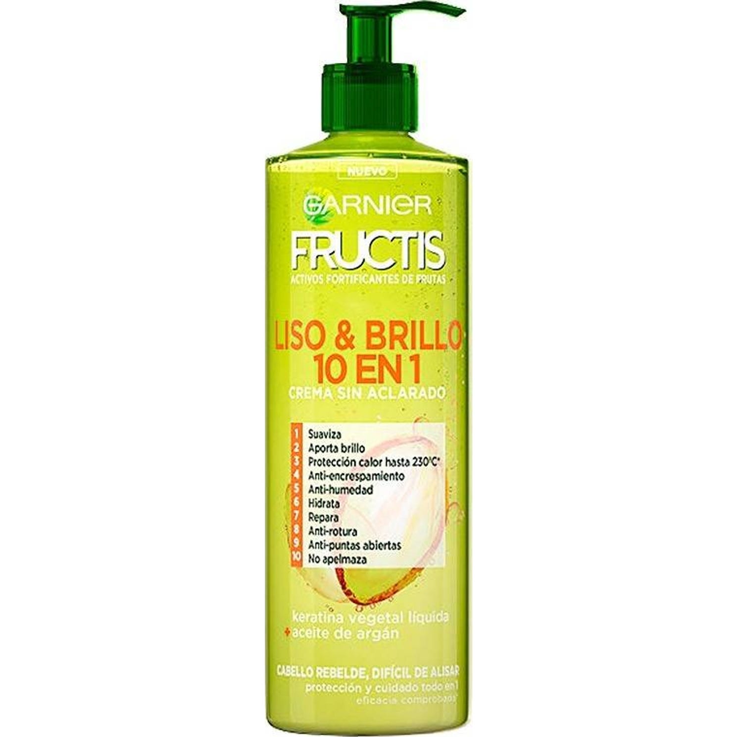 Garnier Fructis Liso & Brillo 10 en 1 Crema sin Aclarado 400ml