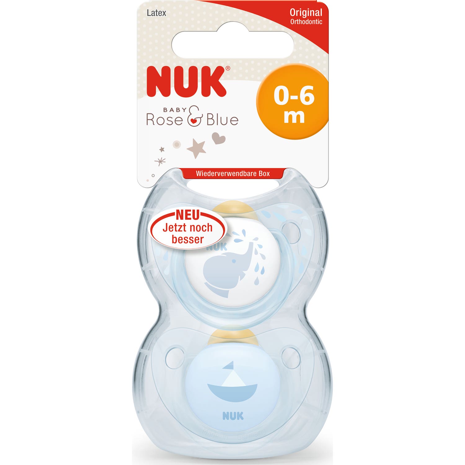 Nuk® chupete anatómico látex talla 1 azul 2uds