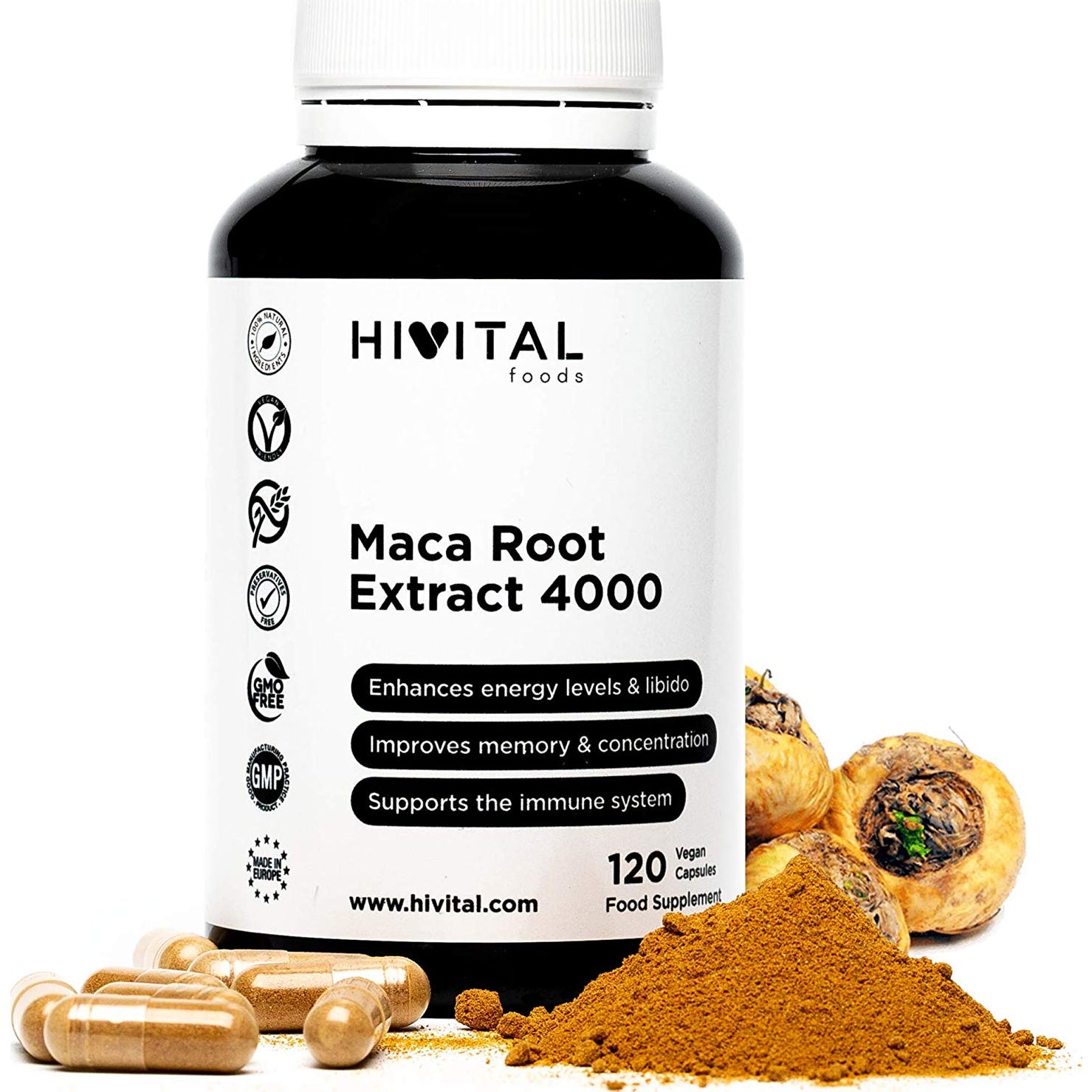 Hivital Foods Maca Peruana Extracto Concentrado 4000 mg 120 cáps