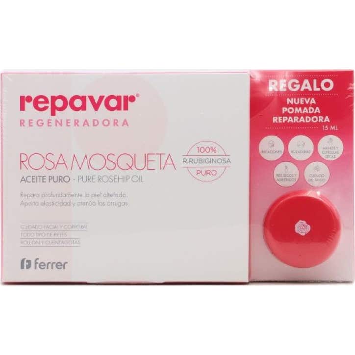 Repavar Pack Rosa Mosqueta Aceite Puro 15ml + Pomada Reparadora