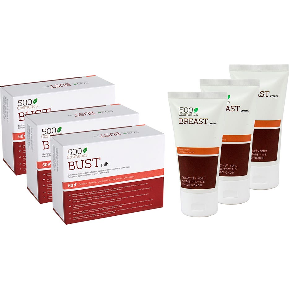 500Cosmetics Pecho Triplo Para el Pecho 3x60caps + Crema 3x100ml