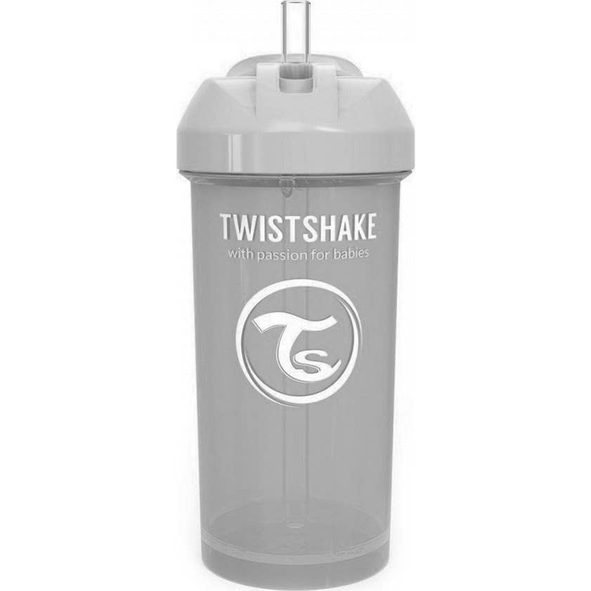 Twistshake Vaso con Pajita Color Gris Pastel +6m 360ml
