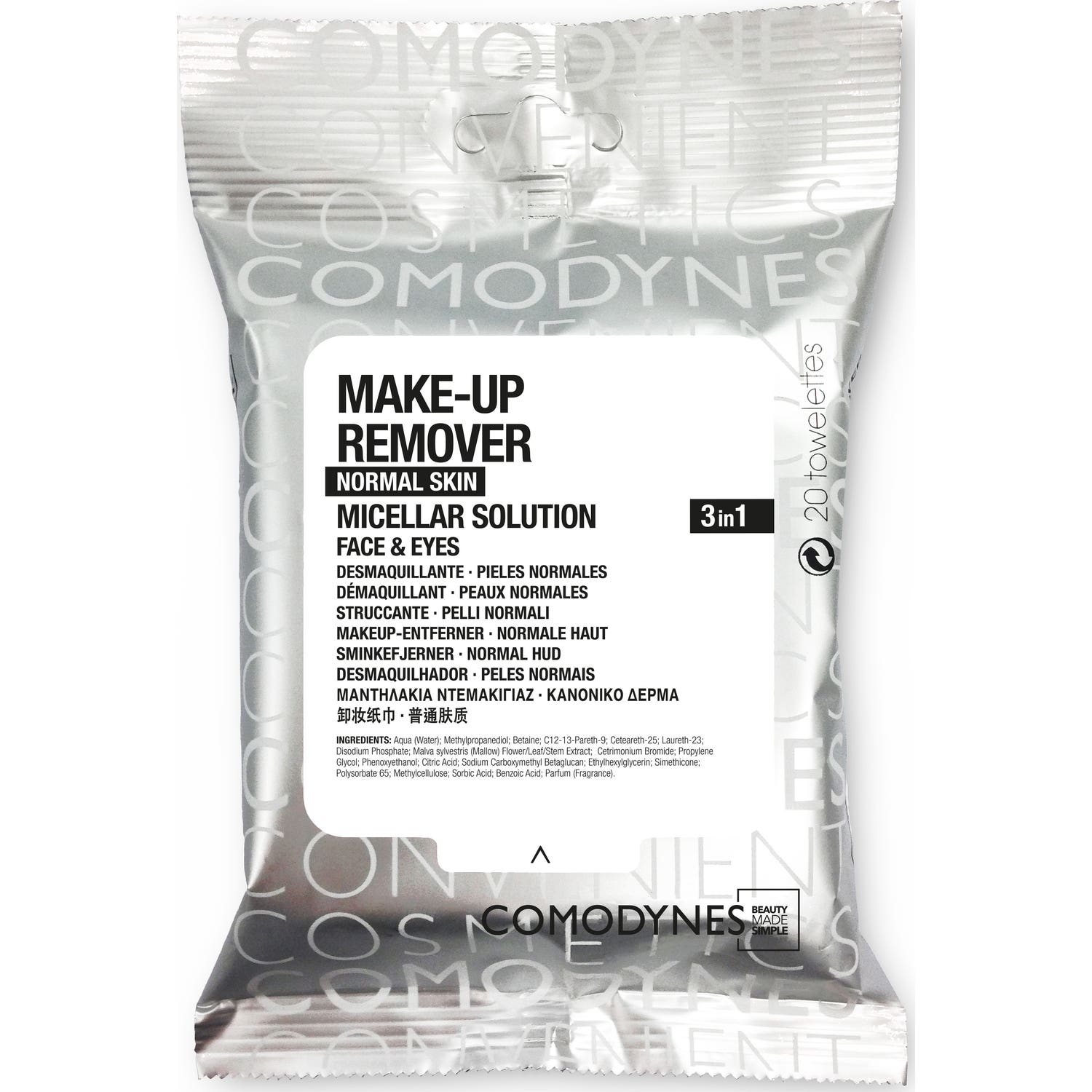 Comodynes Make-up Remover Normal Skin Toallitas Desmaquillantes 20uds