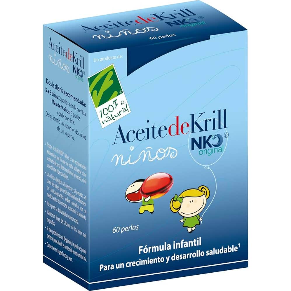 100% Natural Aceite de Krill Nko Original Niños 60 Perlas