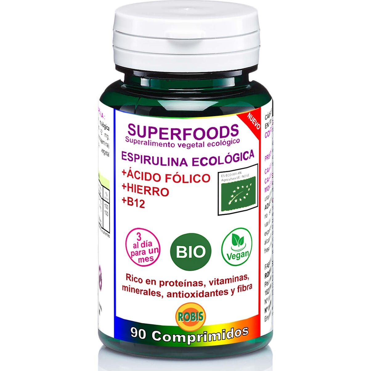Robis Espirulina Eco + Ácido Fólico + Hierro + B12 90comp