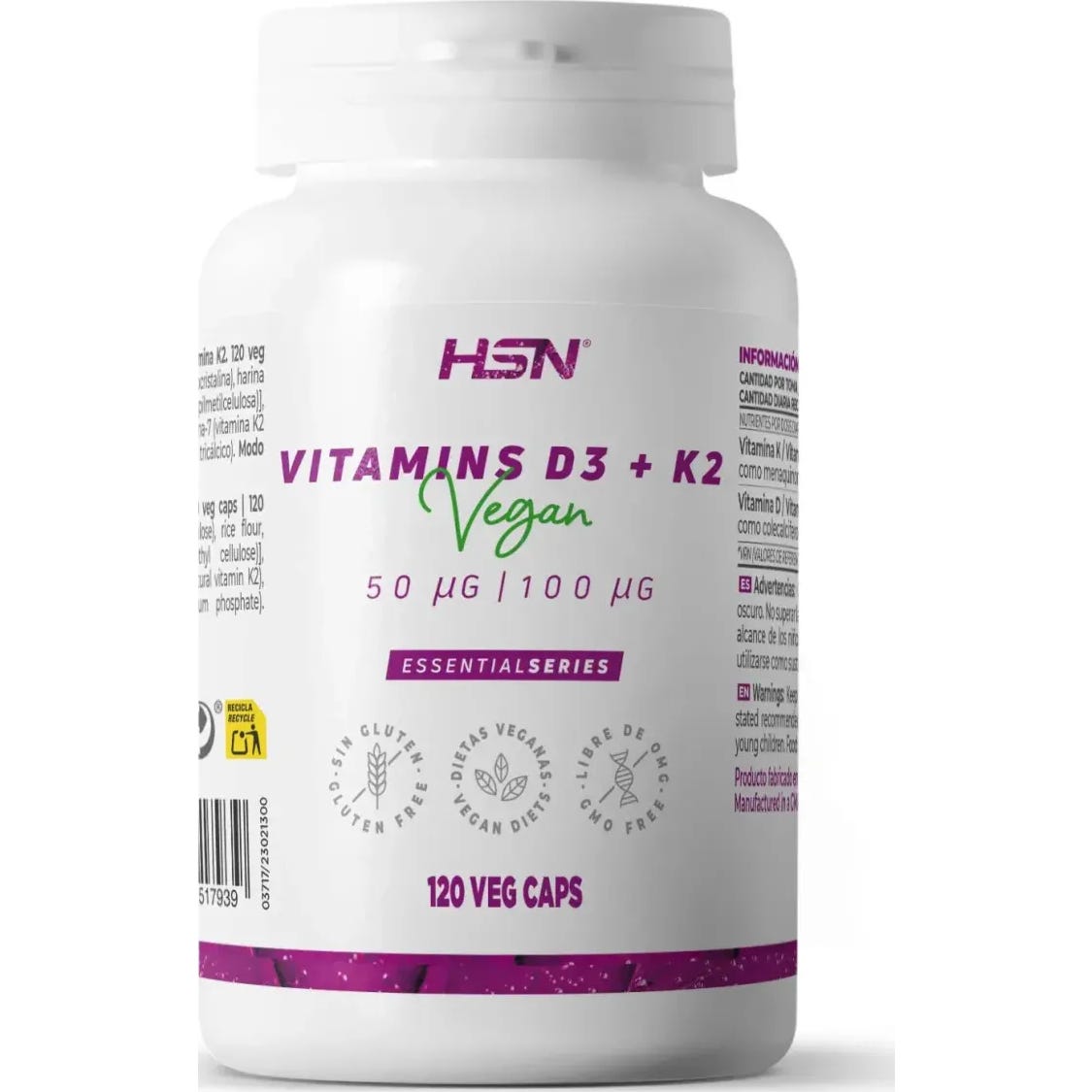 HSN Vitaminas D3 2000UI + K2 100mcg 120vcaps
