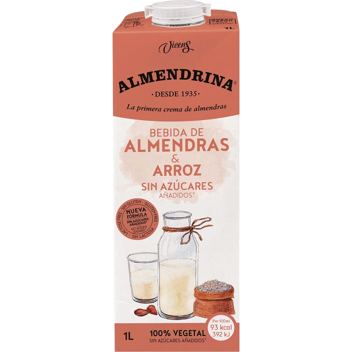 Almendrina Bebida de Almendras y Arroz Sin AzÚcares Bio 1L