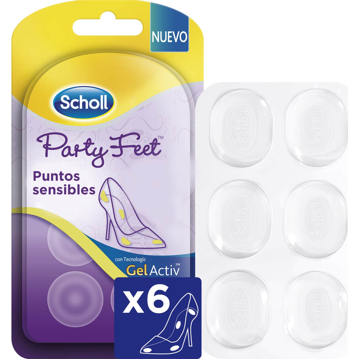 Scholl GelActiv Party Feet Almohadillas Protectoras para puntos sensibles 6uds