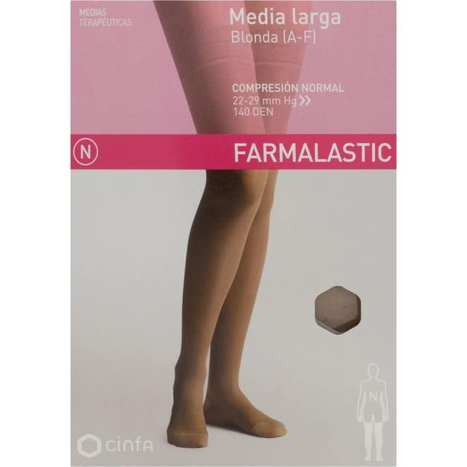 Farmalastic Media Larga blonda (A-F) compresión normal T-reina camel 1 Par