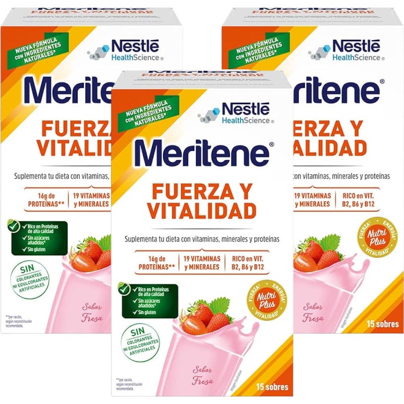 Meritene Fuerza y Vitalidad Fresa 3x15 Sobres