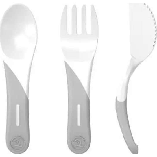 Twistshake Set de Cubiertos de Aprendizaje +6 Meses Blanco