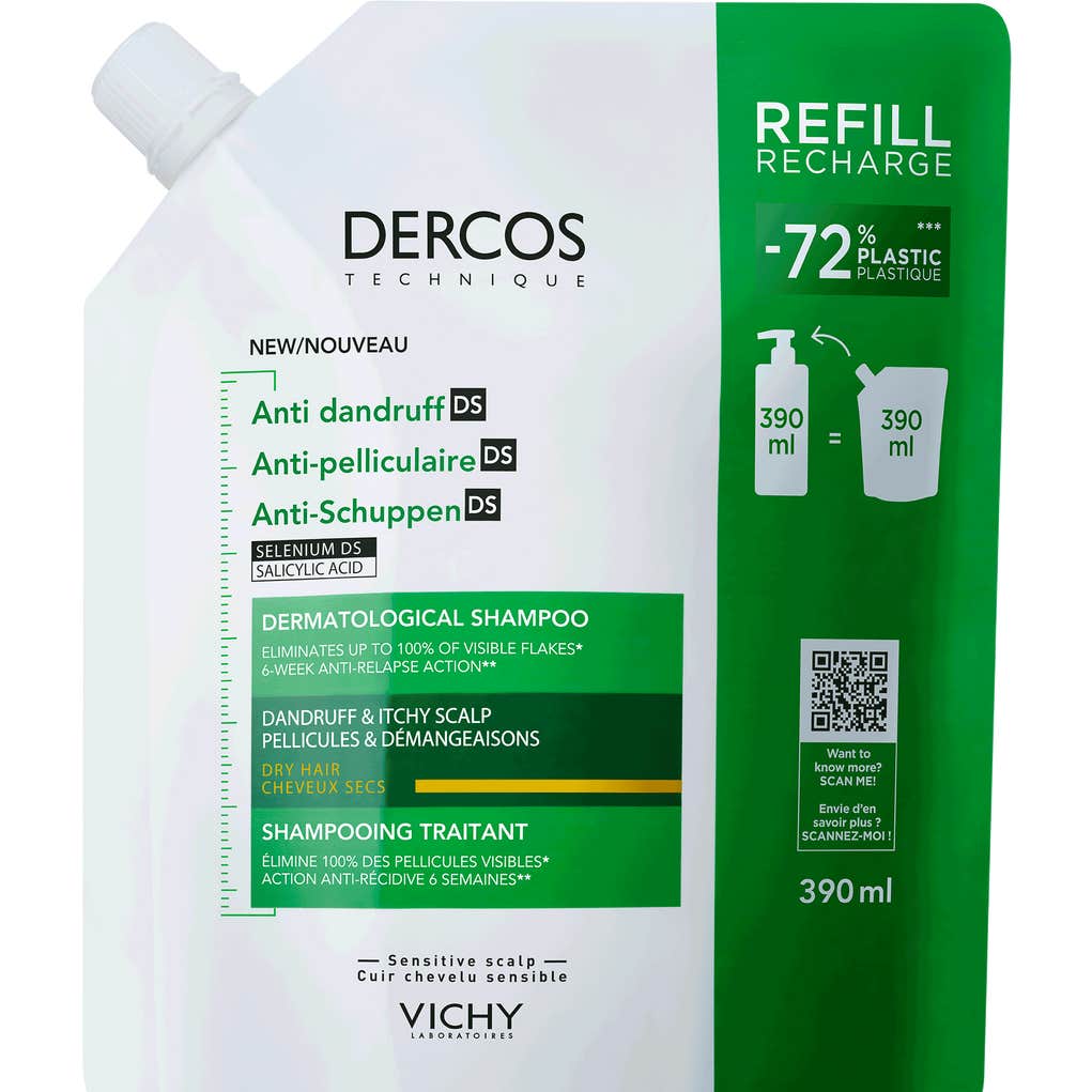 Vichy Dercos Technique Anticaspa DS Champú Cabello Seco Eco-Recarga 390ml