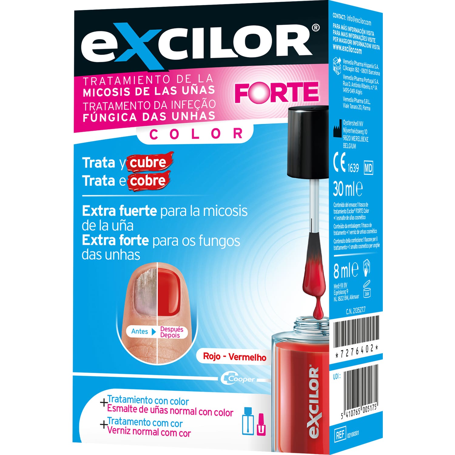 Excilor Forte Color Red Esmalte Tratamiento de la Micosis de las Uñas 30ml