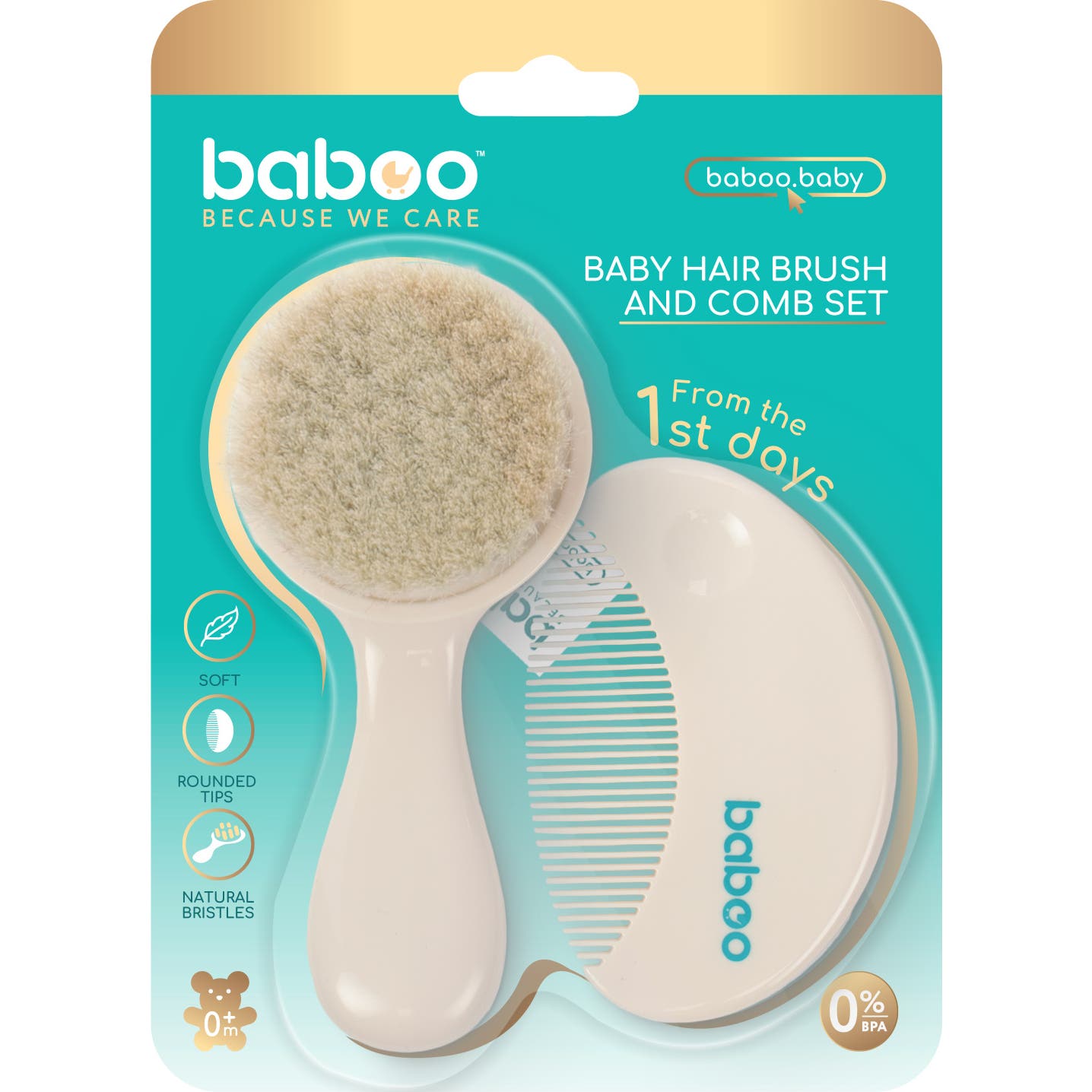 Baboo Set Cepillo + Peine +0 Meses 2uds
