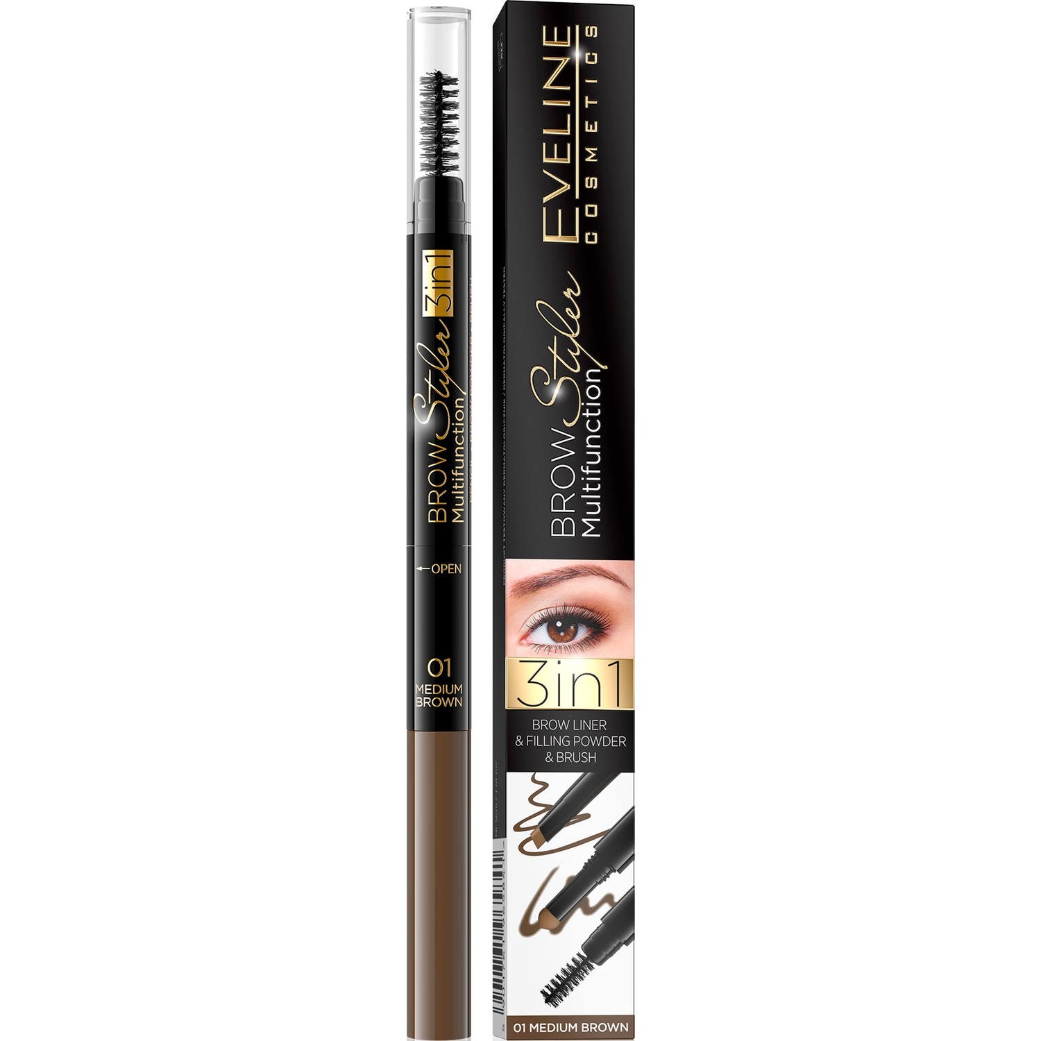 Eveline Cosmetics Cosmetics Lápiz Cejas 01 Medium Brown 1ud